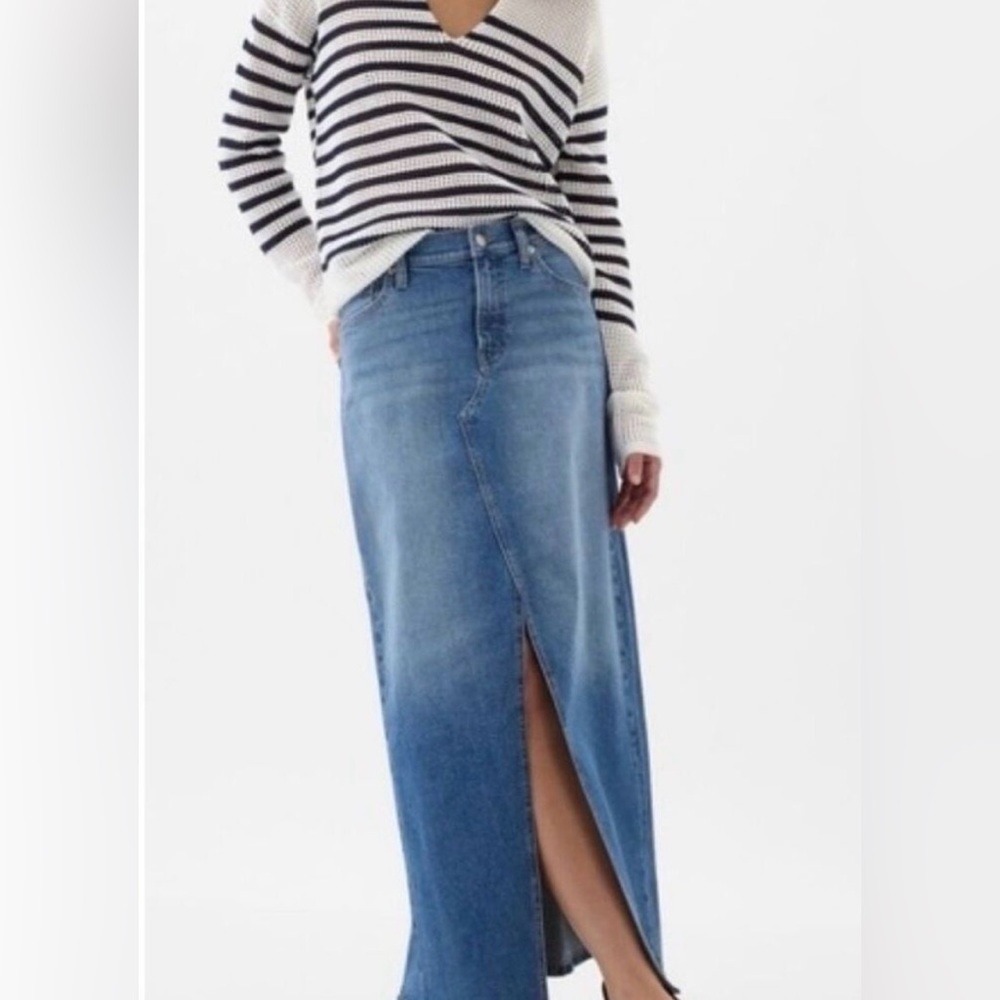 Gap Long Dark Denim Maxi Skirt Sz 0 / 25 Front Slit Boho